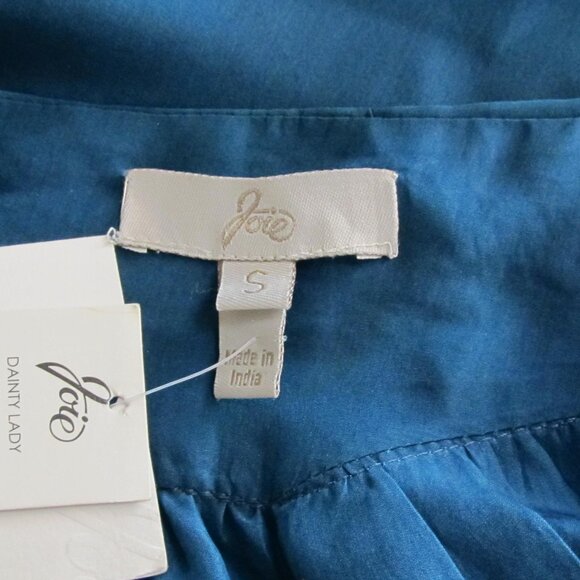 NWT Joie 100% Silk Moroccan Blue Tassel-Drawstrings Spaghetti-Straps Mini Dress - Picture 8 of 10